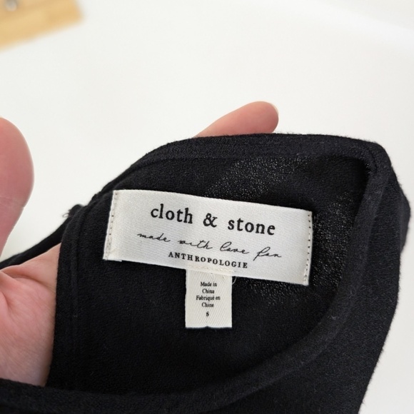 Anthropologie Cloth & Stone Black Blouse Long Sleeve Bell Statement Wide Scoop - Picture 10 of 10